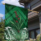 Rongoa Maori New Zealand Harakeke Garden Flag NZ Weaving Pattern Green