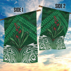 Rongoa Maori New Zealand Harakeke Garden Flag NZ Weaving Pattern Green