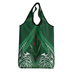 Rongoa Maori New Zealand Harakeke Grocery Bag NZ Weaving Pattern Green