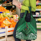 Rongoa Maori New Zealand Harakeke Grocery Bag NZ Weaving Pattern Green
