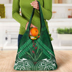 Rongoa Maori New Zealand Harakeke Grocery Bag NZ Weaving Pattern Green