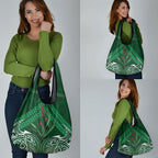Rongoa Maori New Zealand Harakeke Grocery Bag NZ Weaving Pattern Green