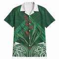 Rongoa Maori New Zealand Harakeke Hawaiian Shirt NZ Weaving Pattern Green