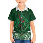 Rongoa Maori New Zealand Harakeke Hawaiian Shirt NZ Weaving Pattern Green