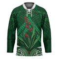 Rongoa Maori New Zealand Harakeke Hockey Jersey NZ Weaving Pattern Green