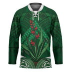 Rongoa Maori New Zealand Harakeke Hockey Jersey NZ Weaving Pattern Green