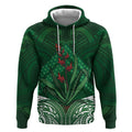 Rongoa Maori New Zealand Harakeke Hoodie NZ Weaving Pattern Green