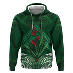 Rongoa Maori New Zealand Harakeke Hoodie NZ Weaving Pattern Green