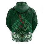 Rongoa Maori New Zealand Harakeke Hoodie NZ Weaving Pattern Green