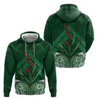 Rongoa Maori New Zealand Harakeke Hoodie NZ Weaving Pattern Green