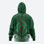 Rongoa Maori New Zealand Harakeke Hoodie NZ Weaving Pattern Green