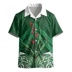 Rongoa Maori New Zealand Harakeke Kid Hawaiian Shirt NZ Weaving Pattern Green