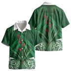 Rongoa Maori New Zealand Harakeke Kid Hawaiian Shirt NZ Weaving Pattern Green