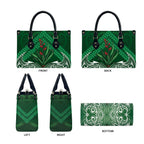Rongoa Maori New Zealand Harakeke Leather Bag NZ Weaving Pattern Green