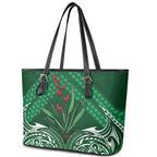 Rongoa Maori New Zealand Harakeke Leather Tote Bag NZ Weaving Pattern Green
