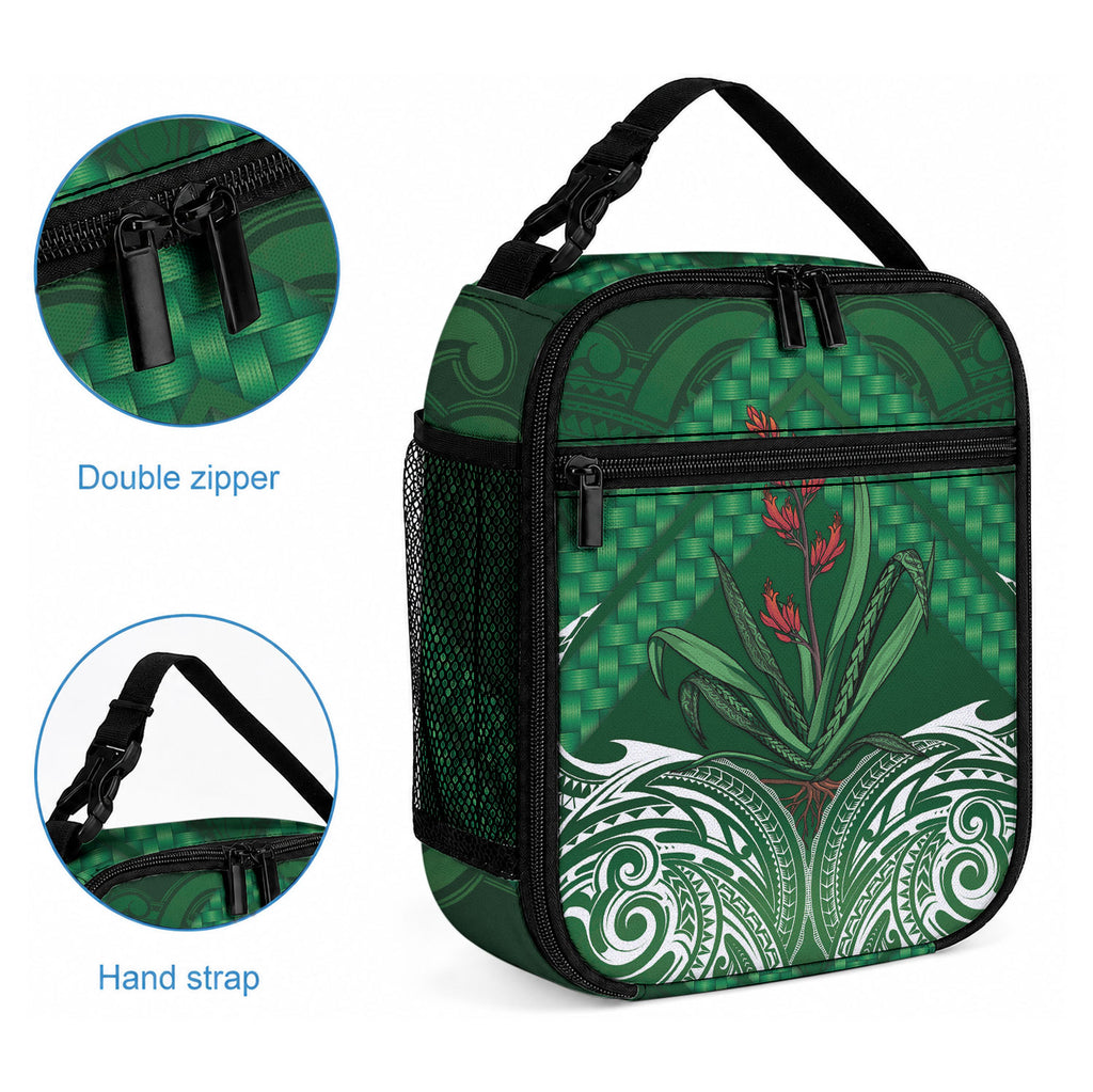 Rongoa Maori New Zealand Harakeke Lunch Bag NZ Weaving Pattern Green
