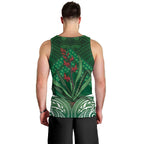 Rongoa Maori New Zealand Harakeke Men Tank Top NZ Weaving Pattern Green