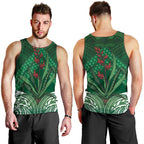 Rongoa Maori New Zealand Harakeke Men Tank Top NZ Weaving Pattern Green