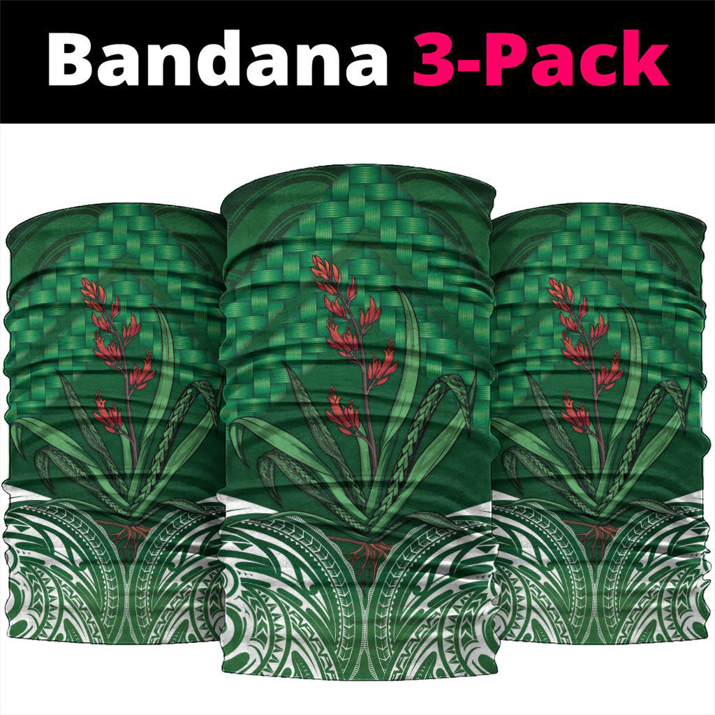 Rongoa Maori New Zealand Harakeke Neck Gaiter NZ Weaving Pattern Green
