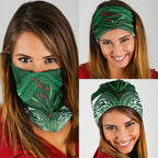 Rongoa Maori New Zealand Harakeke Neck Gaiter NZ Weaving Pattern Green