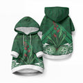 Rongoa Maori New Zealand Harakeke Pet Hoodie NZ Weaving Pattern Green