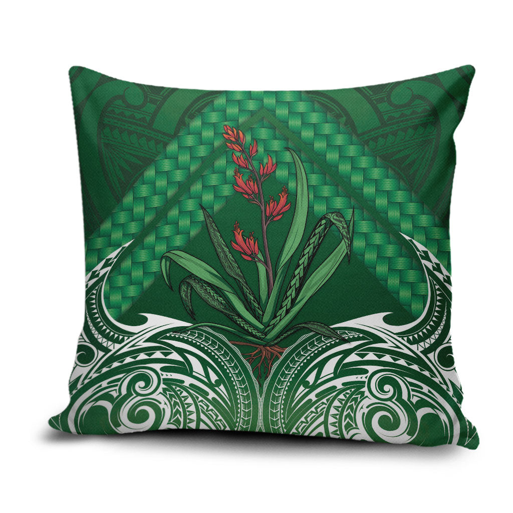 Rongoa Maori New Zealand Harakeke Pillow Cover NZ Weaving Pattern Green
