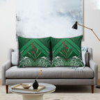 Rongoa Maori New Zealand Harakeke Pillow Cover NZ Weaving Pattern Green