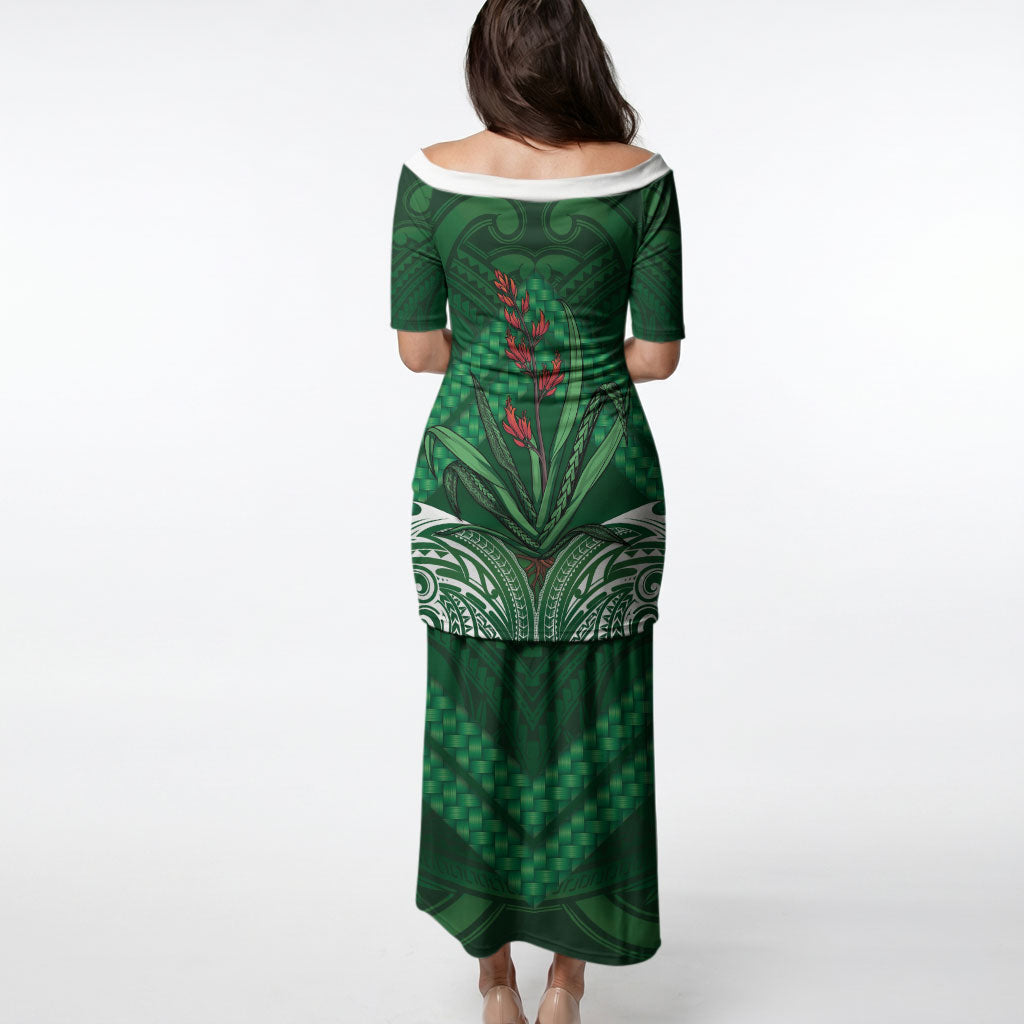 Rongoa Maori New Zealand Harakeke Puletasi NZ Weaving Pattern Green