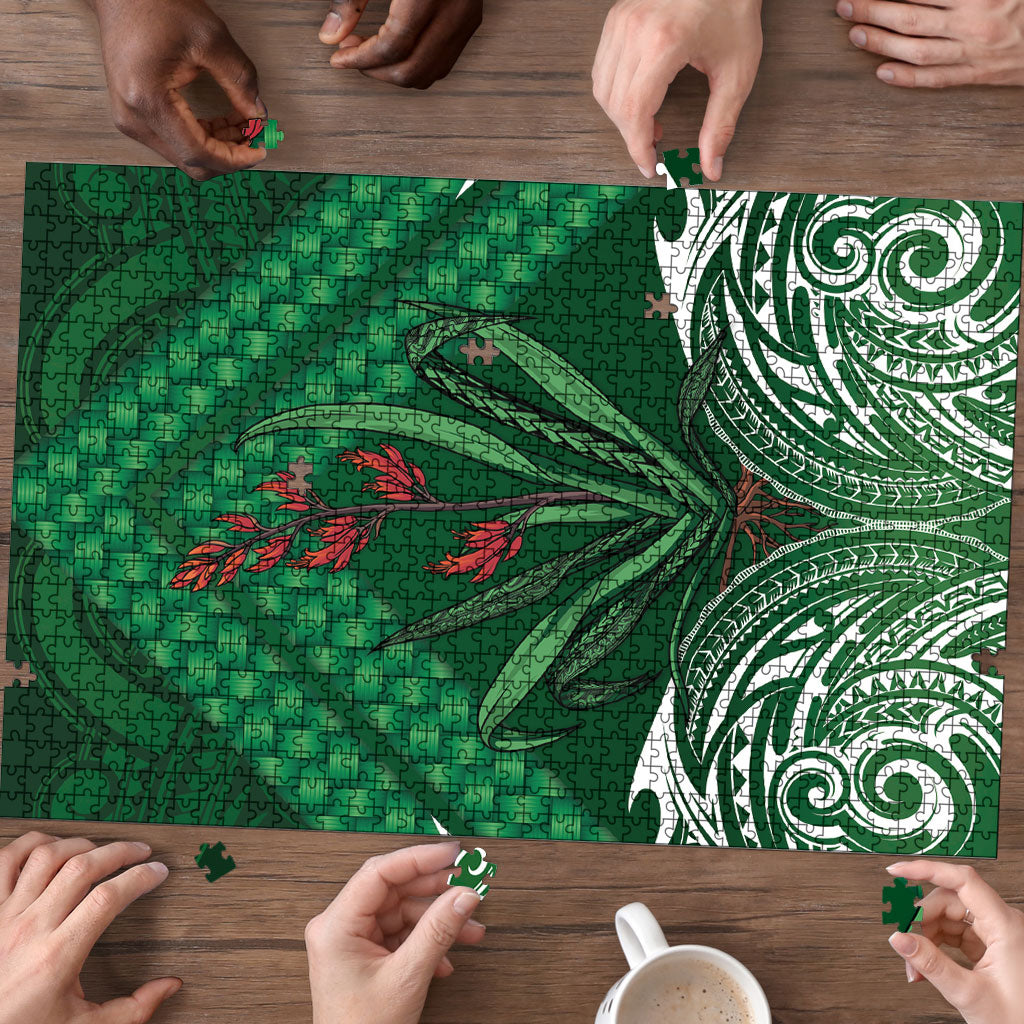 Rongoa Maori New Zealand Harakeke Puzzle NZ Weaving Pattern Green