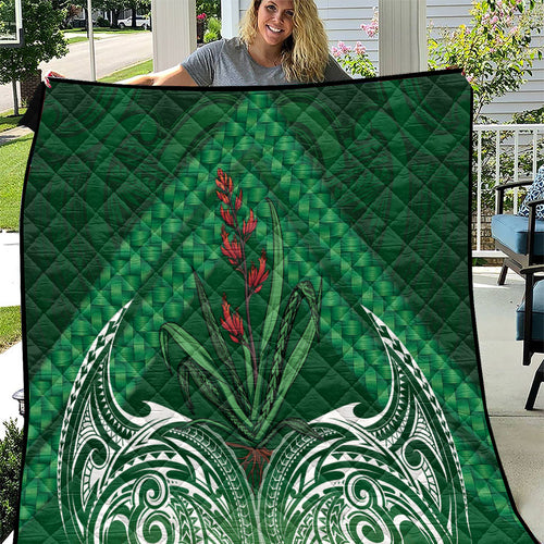 Rongoa Maori New Zealand Harakeke Quilt NZ Weaving Pattern Green