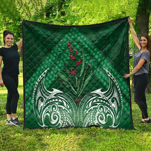 Rongoa Maori New Zealand Harakeke Quilt NZ Weaving Pattern Green