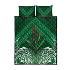 Rongoa Maori New Zealand Harakeke Quilt Bed Set NZ Weaving Pattern Green