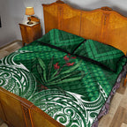 Rongoa Maori New Zealand Harakeke Quilt Bed Set NZ Weaving Pattern Green