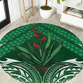 Rongoa Maori New Zealand Harakeke Round Carpet NZ Weaving Pattern Green