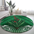Rongoa Maori New Zealand Harakeke Round Carpet NZ Weaving Pattern Green