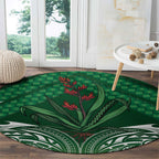 Rongoa Maori New Zealand Harakeke Round Carpet NZ Weaving Pattern Green