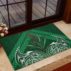 Rongoa Maori New Zealand Harakeke Rubber Doormat NZ Weaving Pattern Green