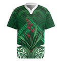 Rongoa Maori New Zealand Harakeke Rugby Jersey NZ Weaving Pattern Green