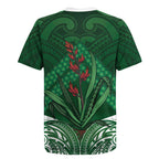 Rongoa Maori New Zealand Harakeke Rugby Jersey NZ Weaving Pattern Green