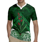 Rongoa Maori New Zealand Harakeke Rugby Jersey NZ Weaving Pattern Green
