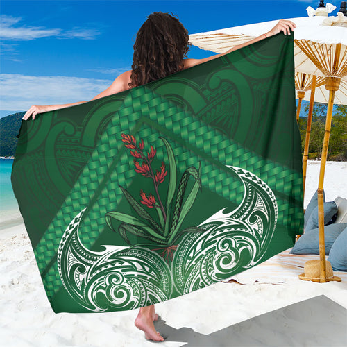 Rongoa Maori New Zealand Harakeke Sarong NZ Weaving Pattern Green