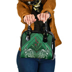 Rongoa Maori New Zealand Harakeke Shoulder Handbag NZ Weaving Pattern Green