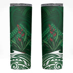 Rongoa Maori New Zealand Harakeke Skinny Tumbler NZ Weaving Pattern Green