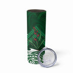 Rongoa Maori New Zealand Harakeke Skinny Tumbler NZ Weaving Pattern Green