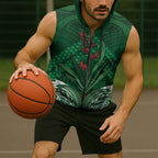 Rongoa Maori New Zealand Harakeke Sleeveless Zip Hoodie NZ Weaving Pattern Green