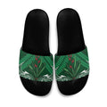 Rongoa Maori New Zealand Harakeke Slide Sandals NZ Weaving Pattern Green