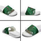 Rongoa Maori New Zealand Harakeke Slide Sandals NZ Weaving Pattern Green