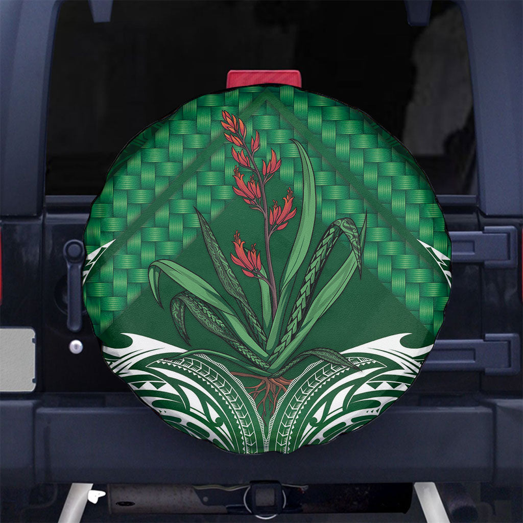 Rongoa Maori New Zealand Harakeke Spare Tire Cover NZ Weaving Pattern Green