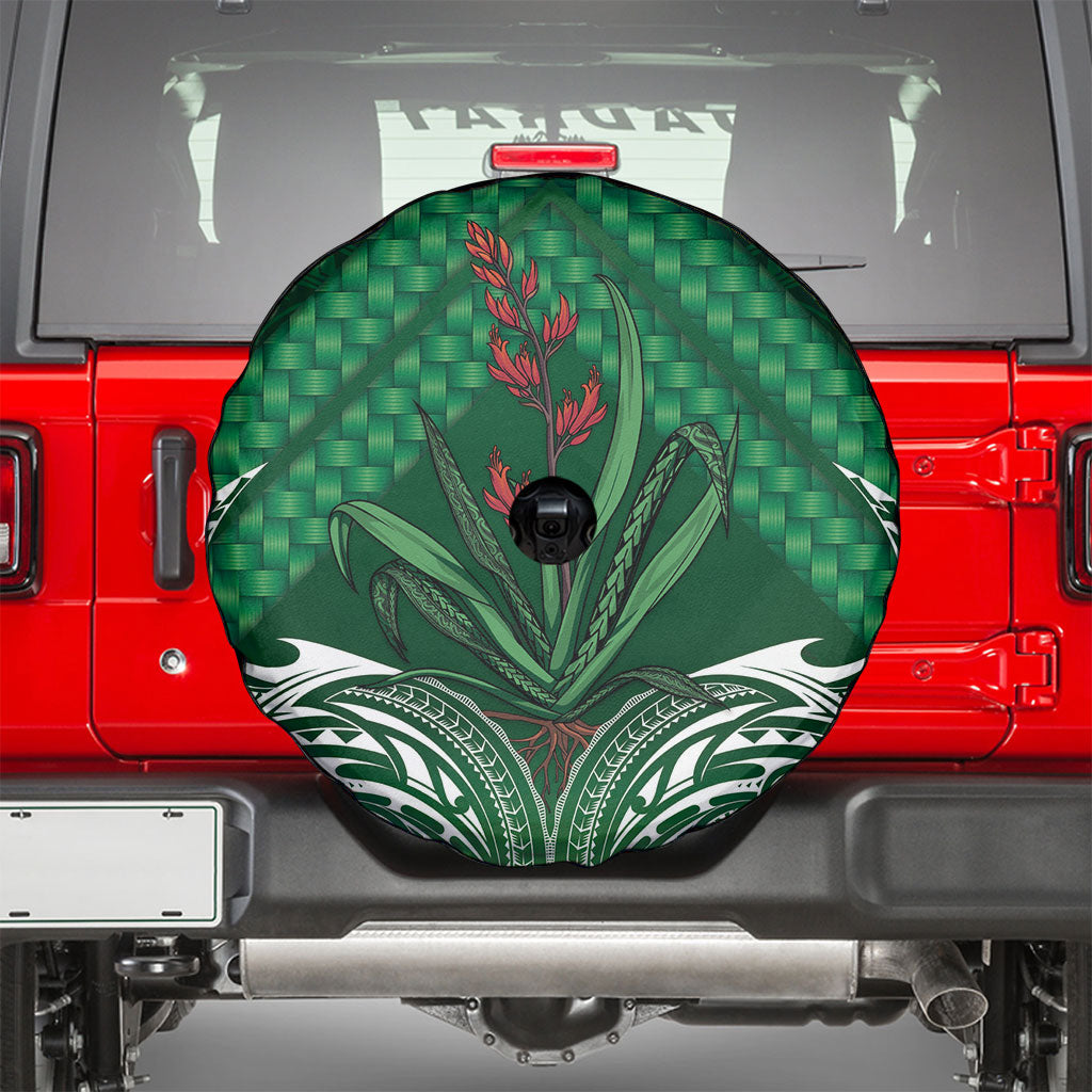 Rongoa Maori New Zealand Harakeke Spare Tire Cover NZ Weaving Pattern Green