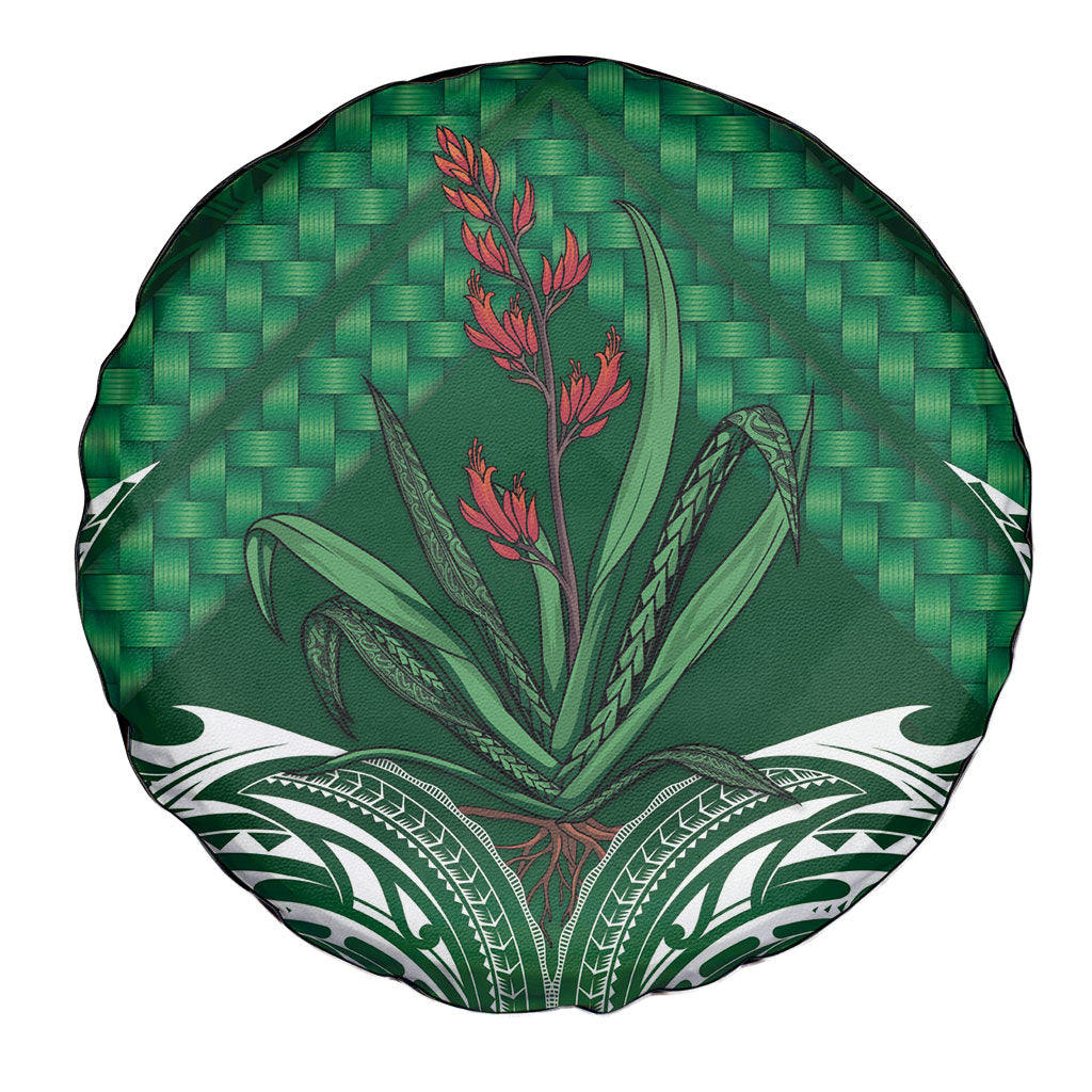 Rongoa Maori New Zealand Harakeke Spare Tire Cover NZ Weaving Pattern Green